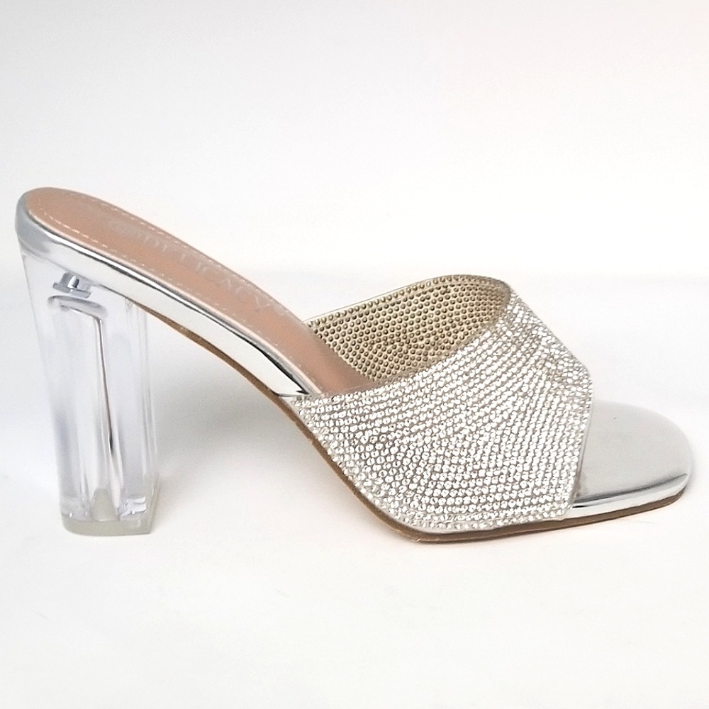 Delicacy Sparkling Silver Heels - Picture 2 of 4